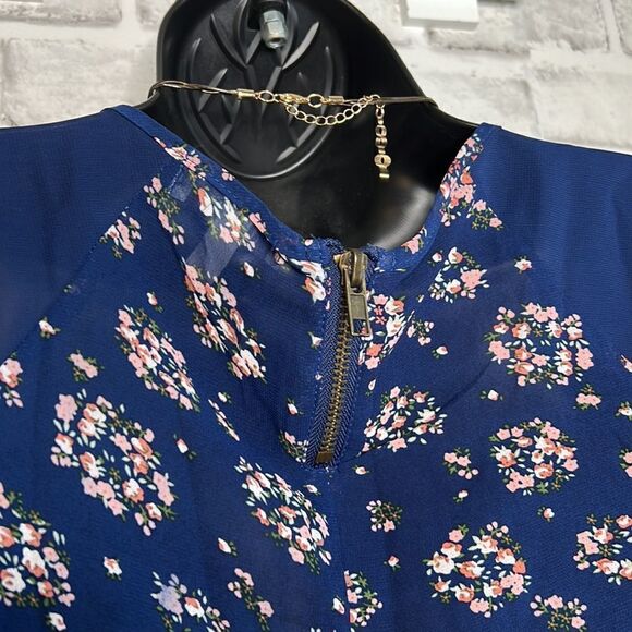 dELia’s Vintage Y2K Sheer Floral Zip Top Shirt Blouse Boho Hippie Size Small - Picture 5 of 7